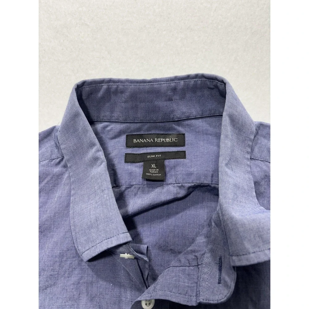 Banana Republic Dress Shirt Mens XL Blue Striped Long Sleeve Button Up Slim